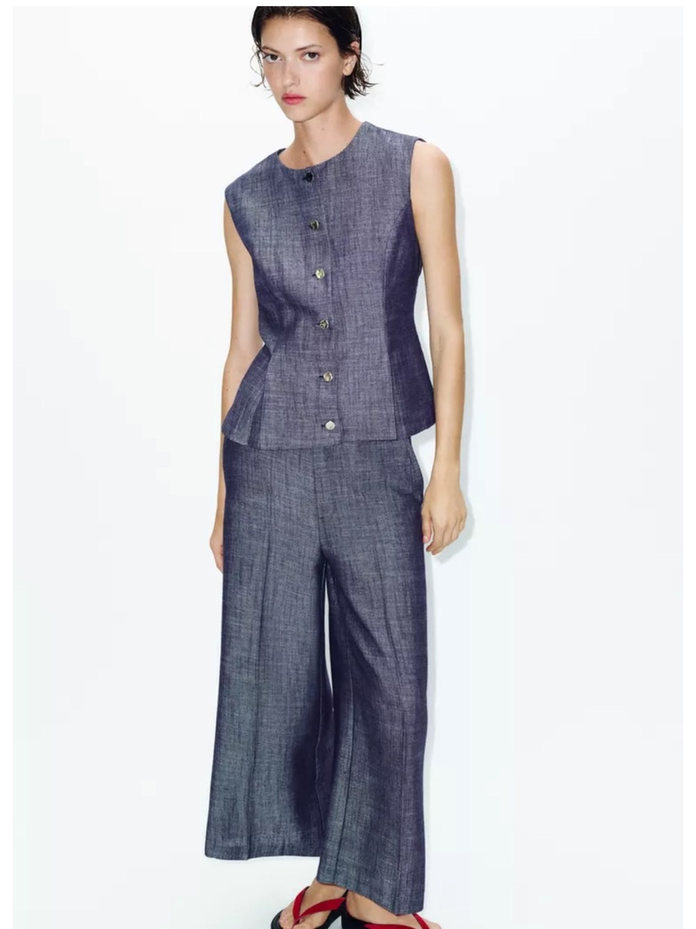 Zara Sleeveless top in Heathered Navy